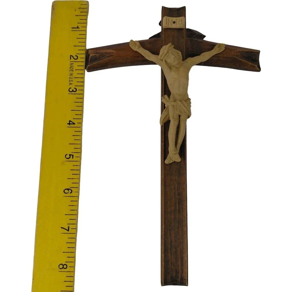 Crucifix Carved Alpen Corpus Bowed Latin Cross  West Germany Oberammergau 8.5